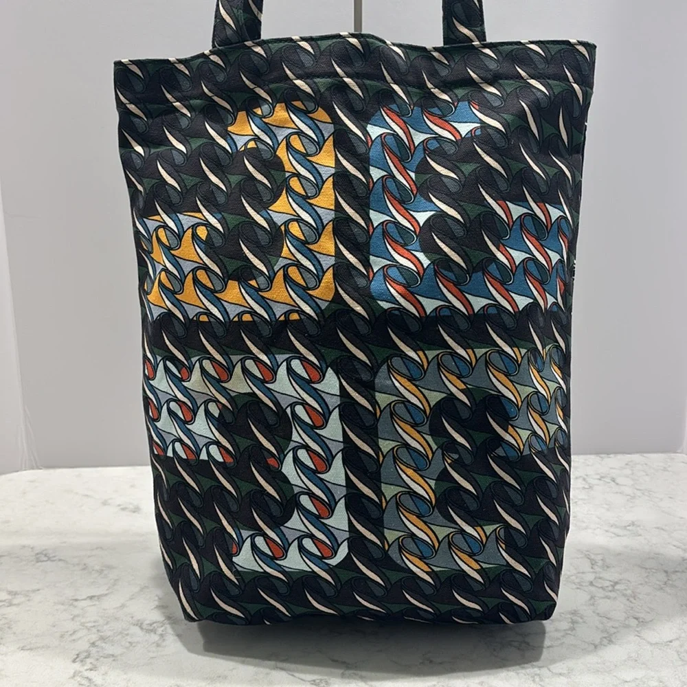 Tory Burch Printed‎ Black Goose Canvas Tote